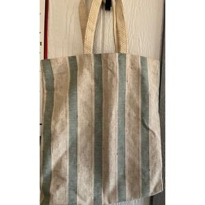 Striped Canvas Tote Bag with‎ Rope Handles Casual Everyday Carryall